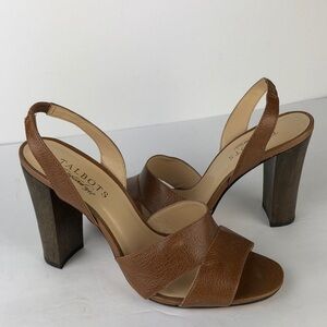 Talbots Lyra Open Toe Leather Heels 7.5